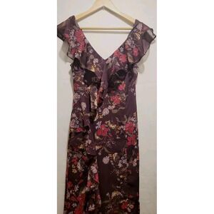 Leith Sheer Ruffle Dress Floral Layered Tropical Vacation